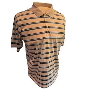 Adidas Golf Men's Clima Lite Polo Shirt Yellow Blue Striped Size L